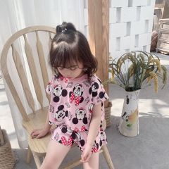 Đồ bộ cộc tay cho bé gái LOBY in họa tiết chuột Mickey B0503050