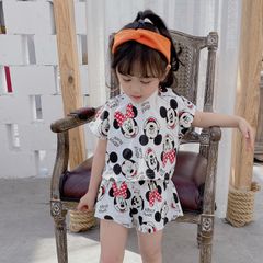 Đồ bộ cộc tay cho bé gái LOBY in họa tiết chuột Mickey B0503050
