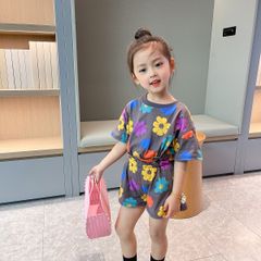 Đồ bộ bé gái LOBY gồm quần đùi áo cộc in họa tiết hoa B0503051
