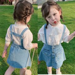 Đồ bộ bé gái LOBY gồm áo sơ mi và váy bò năng động B0503067