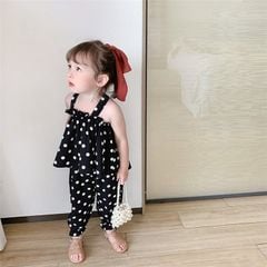 Bộ đồ mùa hè cho bé gái LOBY thiết kế áo dây thoáng mát B0103002