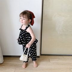 Bộ đồ mùa hè cho bé gái LOBY thiết kế áo dây thoáng mát B0103002