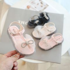 Dép quai hậu cho bé gái LOBY đính nơ vải dễ thương G0105008