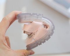 Dép quai hậu cho bé gái LOBY đính nơ vải dễ thương G0105008