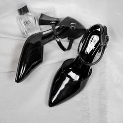 Giày sandal nữ công sở cao cấp 7cm gót đắp mica tráng gương thanh lịch L662