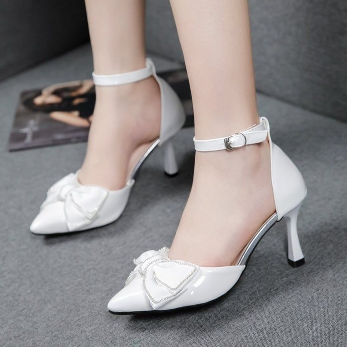 Giày sandal công sở 7cm đính nơ trẻ trung duyên dáng L668