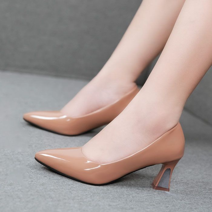 Giày cao gót nữ công sở cao cấp 5cm - 7cm gót đắp mica tráng gương tinh tế L682