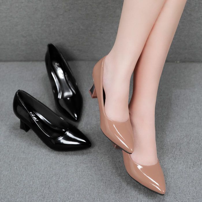 Giày cao gót nữ công sở cao cấp 5cm - 7cm gót đắp mica tráng gương tinh tế L682