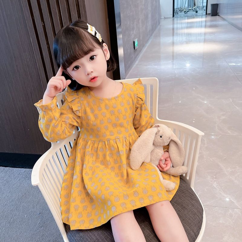 Váy mùa thu bé gái LOBY in họa tiết hình thỏ đáng yêu V0401117