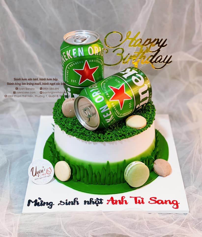 Bánh Kem Trang Trí Lon Bia Heneiken – Uyen's Cake