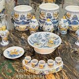  Bộ ban thờ men rạn đắp nổi cao cấp Bát Tràng ban 1m97 - 2m17 BT17 