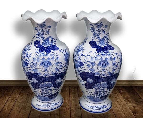  Lọ hoa thờ Họa tiết Sen Men Lam Nghệ nhân Vẽ tay LA 