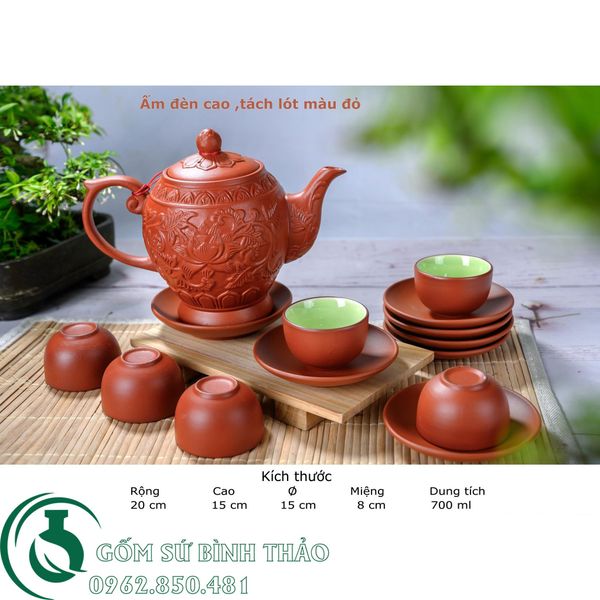  Bộ ấm trà đèn cao tử sa Bát Tràng 