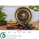  Bộ ấm trà đèn dát vàng 18k tử sa Bát Tràng 