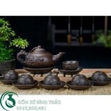  Bộ ấm trà đắp sen tử sa Bát Tràng 