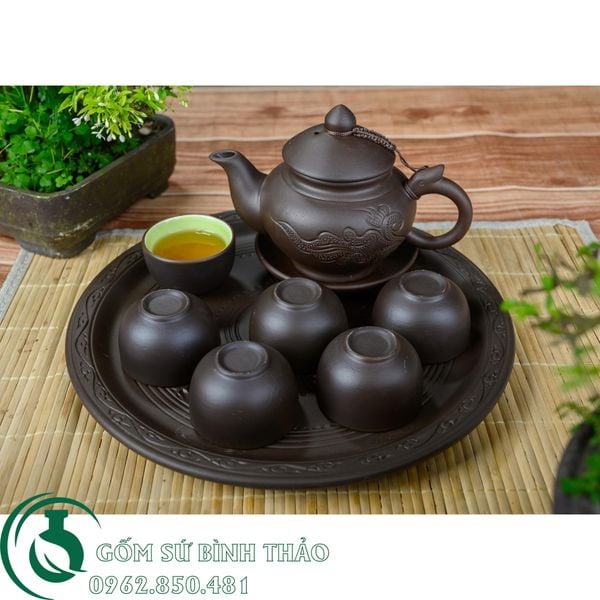  Bộ ấm chén quai rồng tử sa Bát Tràng 