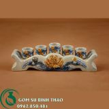  Đồ thờ Gốm sứ Men Rạn cổ Bát Tràng họa tiết sen 