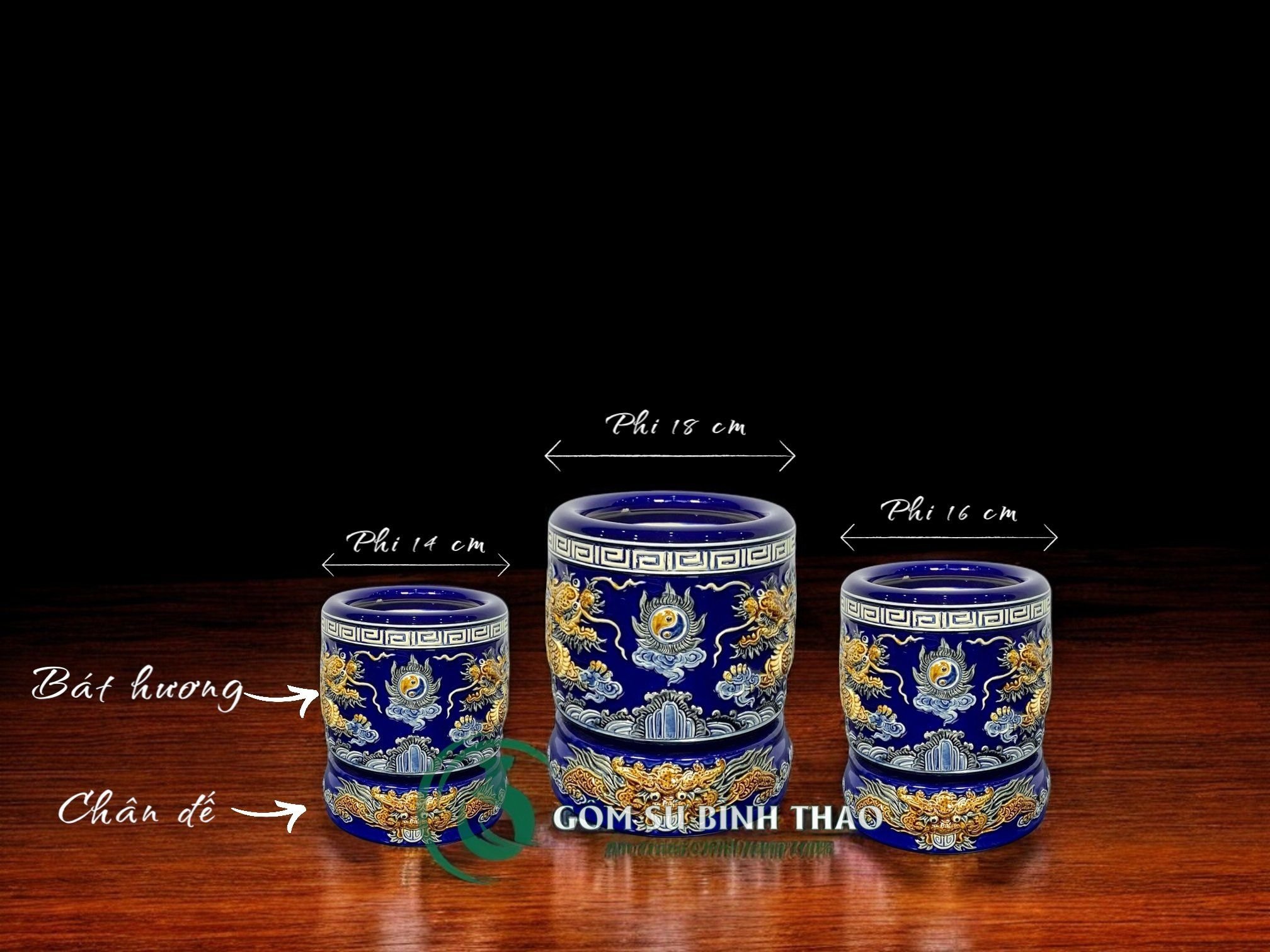  [Hợp mệnh THỦY - MỘC] Bộ đồ thờ Ban Thần Tài/ Bộ thờ Tài Địa Gốm sứ Bát Tràng 