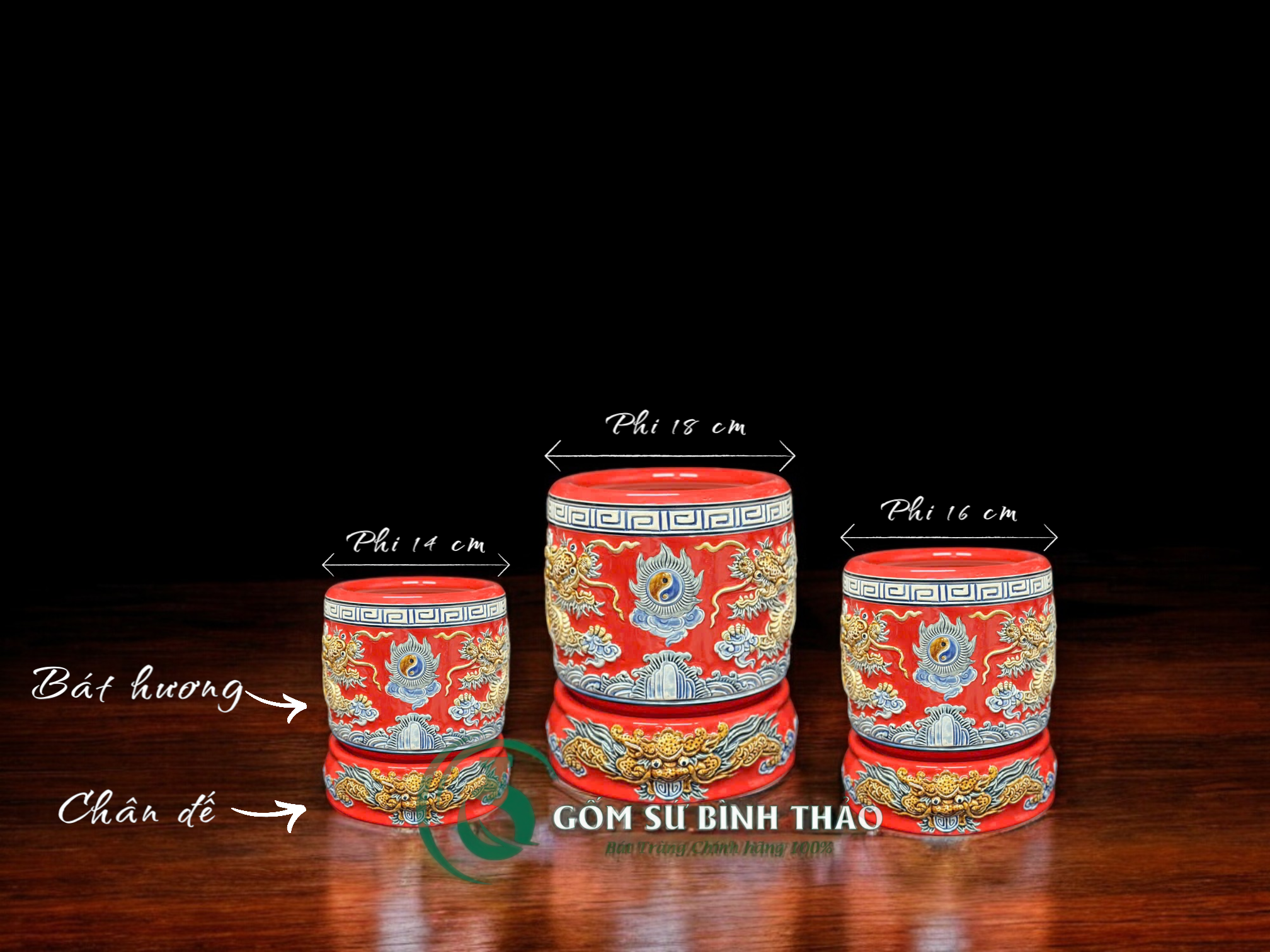  [Hợp mệnh HỎA - THỔ] Bộ đồ thờ Ban Thần Tài/ Bộ thờ Tài Địa Gốm sứ Bát Tràng 