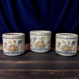  Bát hương họa tiết hoa Sen Men rạn Đắp nổi PA 