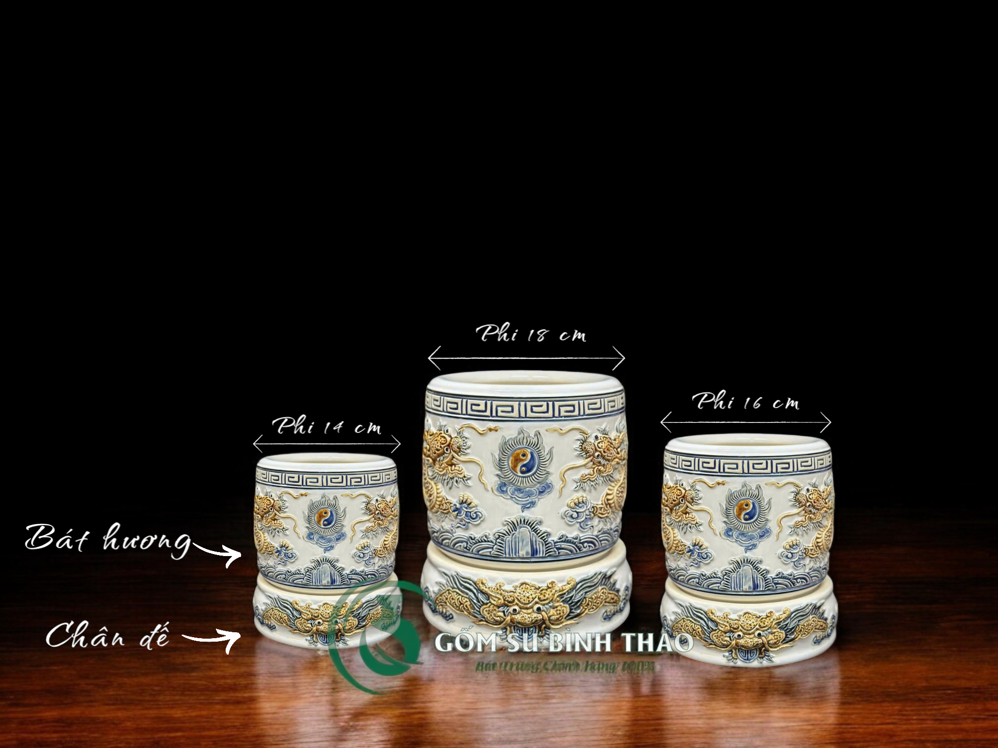  [Hợp mệnh KIM - THỦY] Bộ đồ thờ Ban Thần Tài/ Bộ thờ Tài Địa Gốm sứ Bát Tràng [Hợp mệnh KIM - THỦY] 