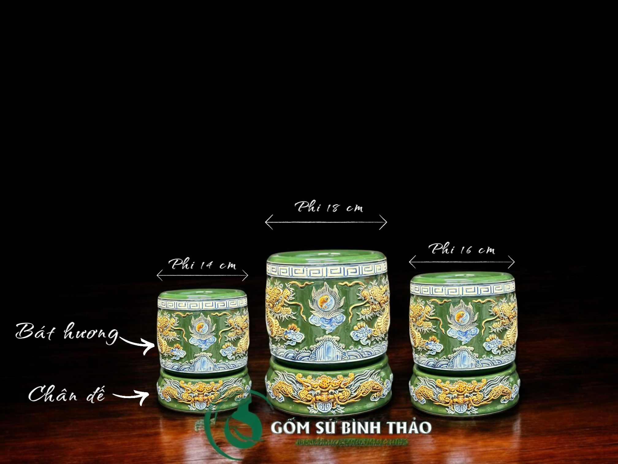  [Hợp mệnh MỘC - HỎA] Bộ đồ thờ Ban Thần Tài/ Bộ thờ Tài Địa Gốm sứ Bát Tràng 