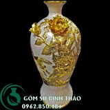  Bình mai men rạn dát vàng Bát Tràng - mã đáo thành công 