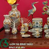  Bộ đồ thờ ban thờ 1m97 men rạn đắp nổi rồng 