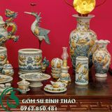  Bộ đồ thờ ban thờ 1m97 men rạn đắp nổi rồng 