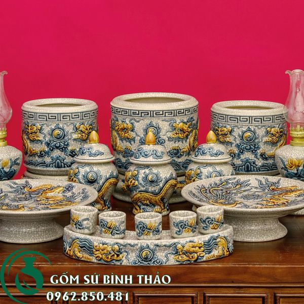  Bộ đồ thờ 3 bát hương - Ban 1m27 - 2m17 