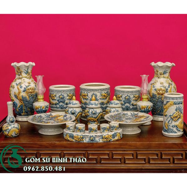  Bộ đồ thờ 3 bát hương - Ban 1m27 - 2m17 