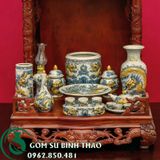  Bộ đồ thờ Thần Tài Men rạn Bát Tràng PATT05 