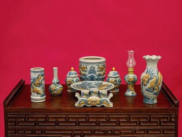  Bộ đồ thờ 1 bát hương men rạn 