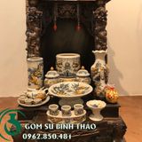  Bộ ban thờ thần tài men rạn gốm sứ Bát Tràng PATT06 
