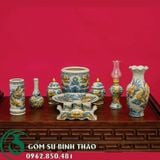  Bộ đồ thờ 1 bát hương men rạn 
