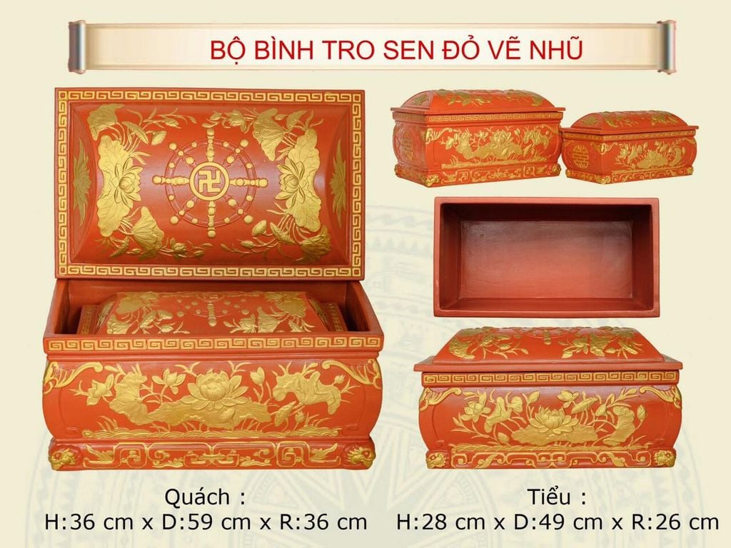  Bộ Quách Tiểu Bình Tro Sen đỏ vẽ Nhũ 