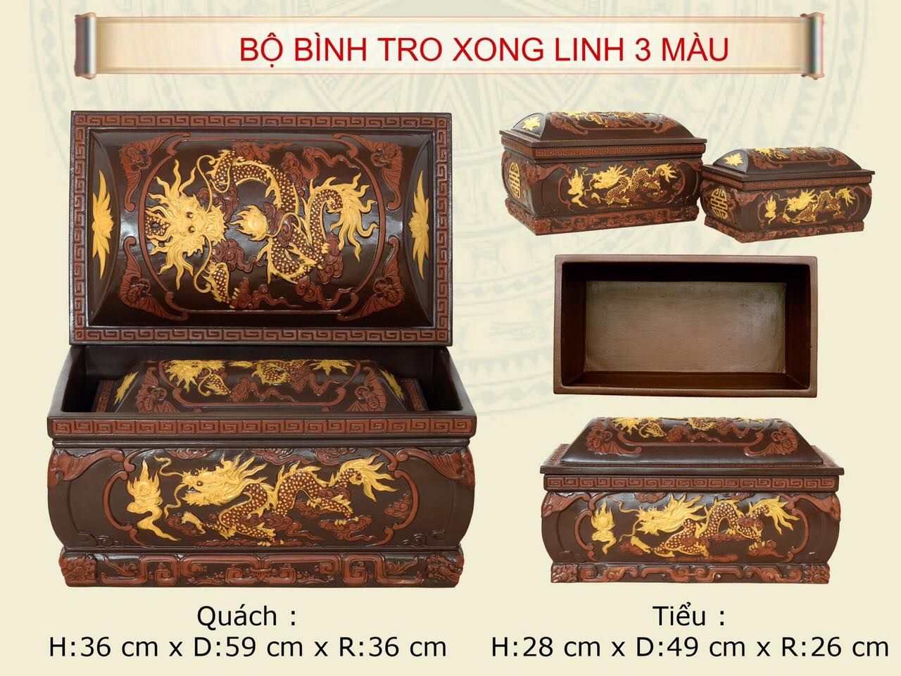  Bộ Quách Tiểu Bình Tro Xong Linh 3 màu 