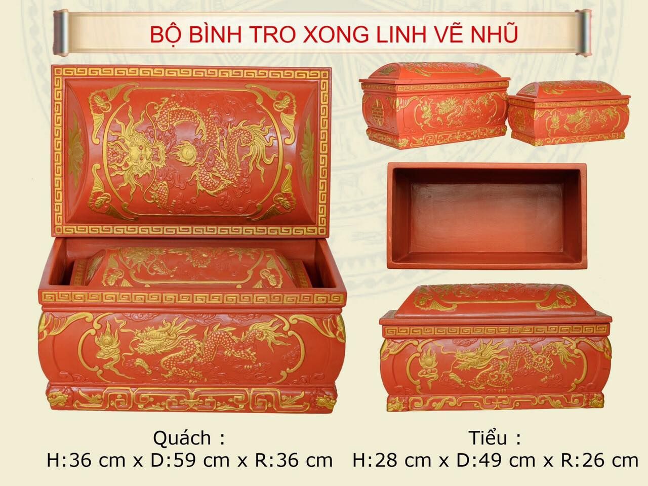  Bộ Quách Tiểu Bình Tro Xong Linh Vẽ Nhũ 