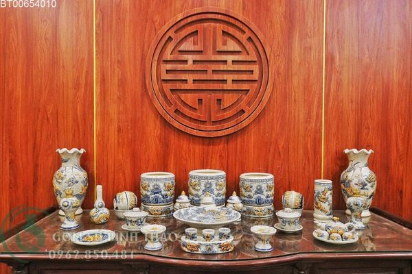  Bộ đồ thờ gia tiên bằng sứ ban thờ 1m57 - 2m17 BT10 