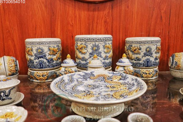  Bộ đồ thờ gia tiên bằng sứ ban thờ 1m57 - 2m17 BT10 