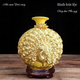  Bình hút lộc Công thành danh toại - Men màu Họa tiết Đắp nổi Dát vàng HLVHCDXDV 