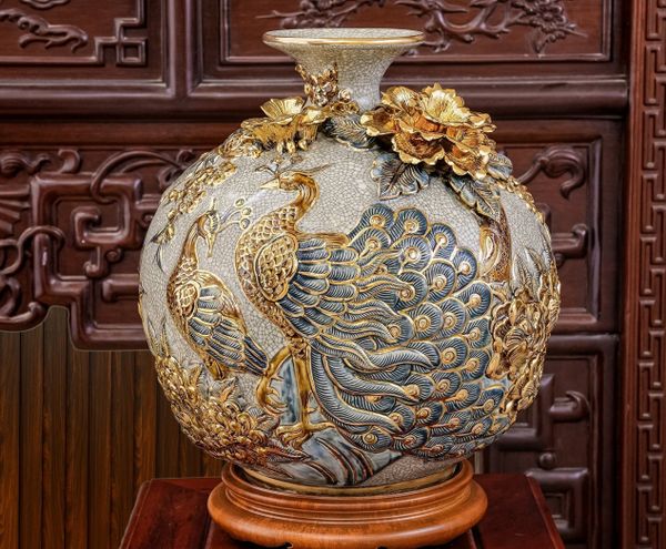  Bình hút lộc Công Thành Danh Toại Đắp nổi Vẽ vàng 24K - Hàng Nghệ nhân Bát Tràng HLHNCĐVV 