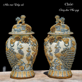  Chóe Công đào Men rạn đắp nổi hàng Nghệ nhân Bát Tràng PA 