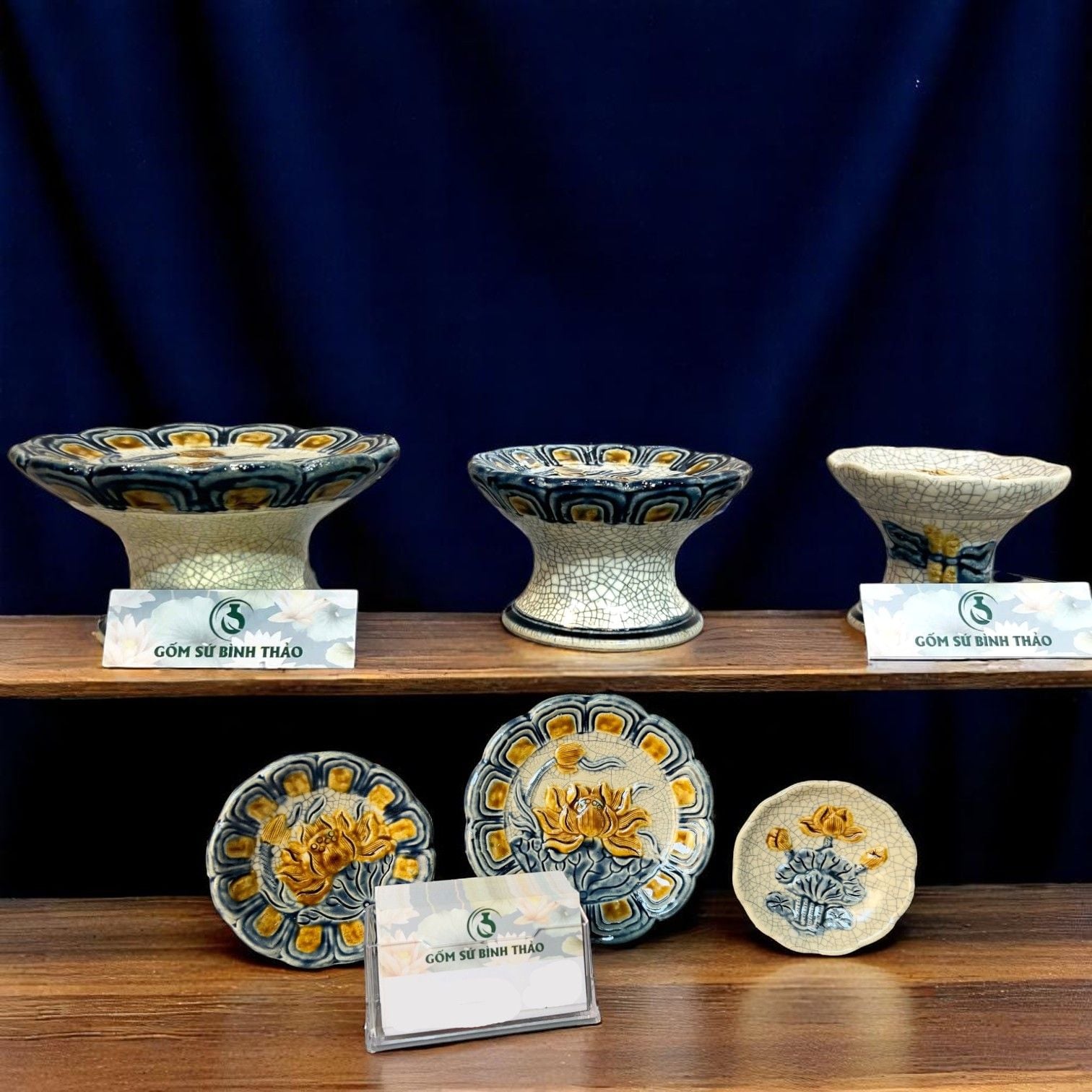  Chân nến thờ Men rạn Đắp nổi PA 