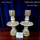  Chân nến Ngũ sự Men rạn Đắp nổi PA 