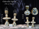  Chân nến Ngũ sự Men rạn Đắp nổi PA 