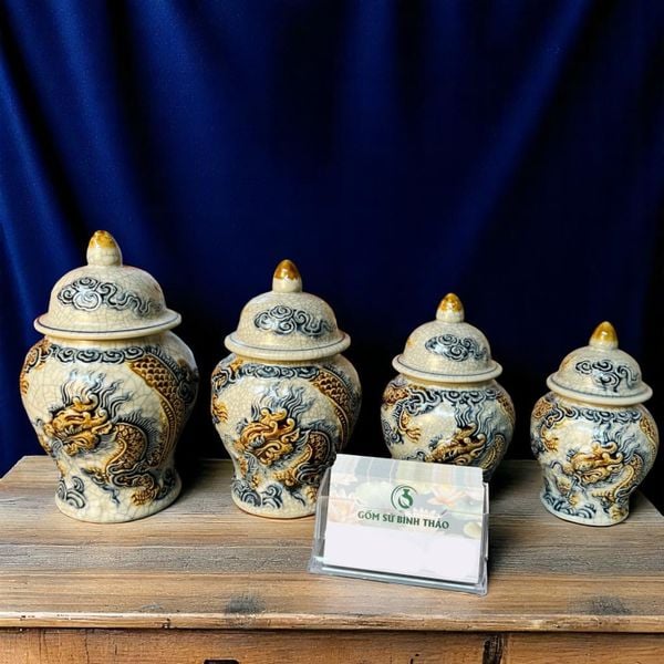  Chóe thờ Rồng Men rạn Đắp nổi PA 