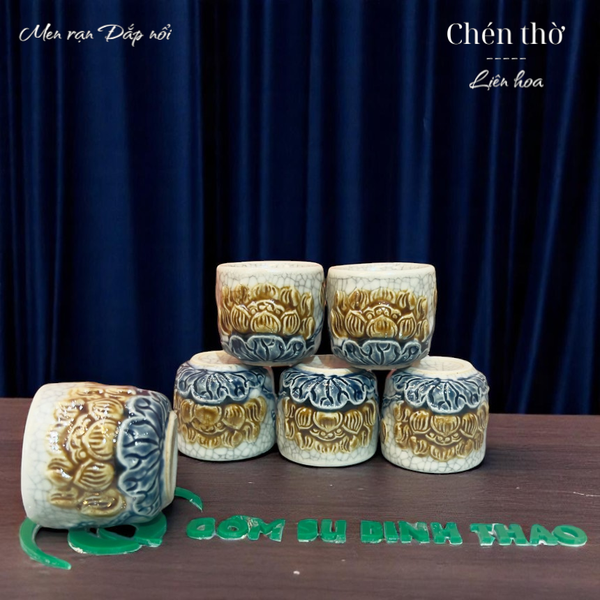  Chén thờ Men rạn Đắp nổi PA 