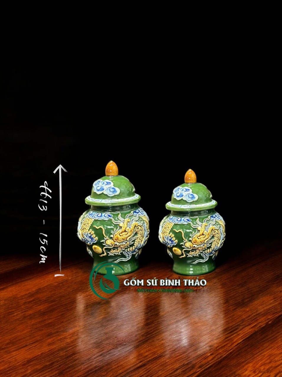  [Hợp mệnh MỘC - HỎA] Bộ đồ thờ Ban Thần Tài/ Bộ thờ Tài Địa Gốm sứ Bát Tràng 