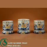 Đồ thờ Gốm sứ Men Rạn cổ Bát Tràng họa tiết sen 